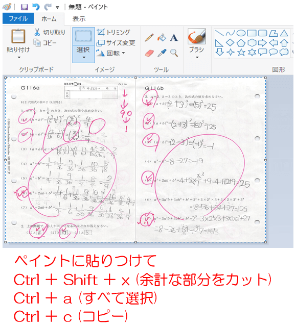 ペイントに貼りつけ